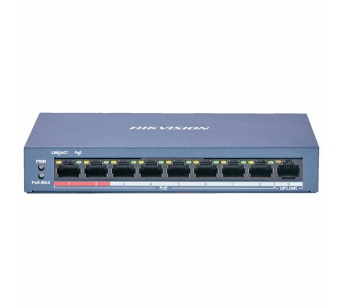 Некерований PoE-комутатор Hikvision DS-3E0109P-E/M(B) з 8 портами PoE Некерований PoE-комутатор Hikvision DS-3E0109P-E/M(B) з 8 портами PoE