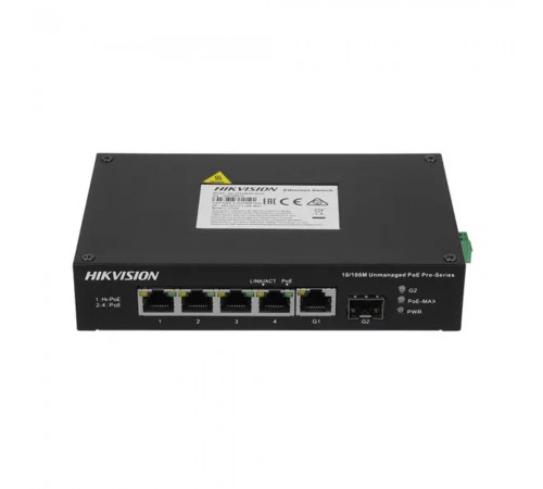 PoE-комутатор Hikvision DS-3T0306HP-E/HS 4-портовий некерований PoE-комутатор Hikvision DS-3T0306HP-E/HS 4-портовий некерований