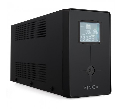 Джерело безперебійного живлення Vinga VPC-600MU 600ВА / 360 Вт з LCD-дисплеєм з USB у металевому корпусі Джерело безперебійного живлення Vinga VPC-600MU 600ВА / 360 Вт з LCD-дисплеєм з USB у металевому корпусі