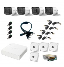 Комплект відеоспостереження Hikvision на 4 вуличні відеокамери 5Мп аналоговий