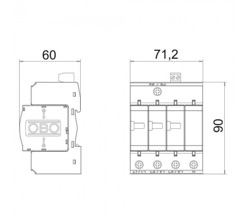 Обмежувач перенапруг OBO Bettermann Тип II V20-C 3+NPE+FS (5094765)