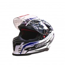 Мотошолом інтеграл Beon B-503 SINGLE VISOR ANGLE TEAR SHINY WHITE/BLUE (глянець білий/синій), розмір L