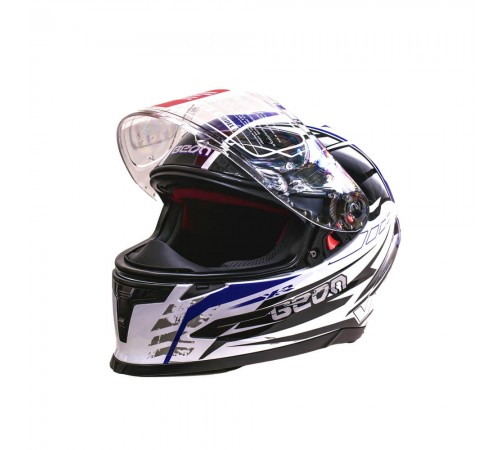Мотошолом інтеграл Beon B-503 SINGLE VISOR ANGLE TEAR SHINY WHITE/BLUE (глянець білий/синій), розмір L Мотошолом інтеграл Beon B-503 SINGLE VISOR ANGLE TEAR SHINY WHITE/BLUE (глянець білий/синій), розмір L