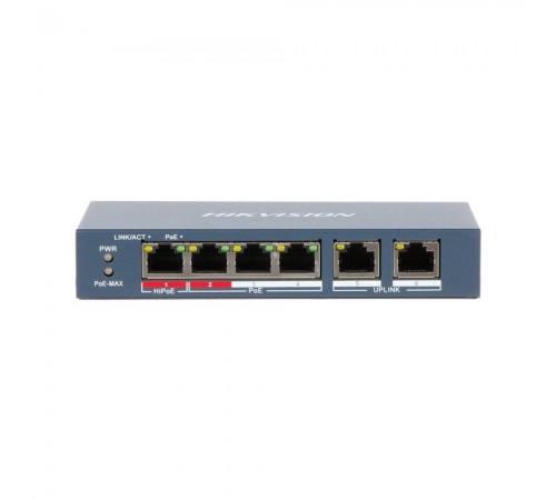 Некерований PoE комутатор Hikvision DS-3E0106HP-E з 4 портами PoE Некерований PoE комутатор Hikvision DS-3E0106HP-E з 4 портами PoE