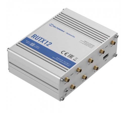 Бездротовий маршрутизатор Teltonika RUTX12 2 x 4G (LTE), AC1200, 1xGE WAN, 3xGE LAN, 2xSIM (RUTX12000000) з двома модемами Бездротовий маршрутизатор Teltonika RUTX12 2 x 4G (LTE), AC1200, 1xGE WAN, 3xGE LAN, 2xSIM (RUTX12000000) з двома модемами
