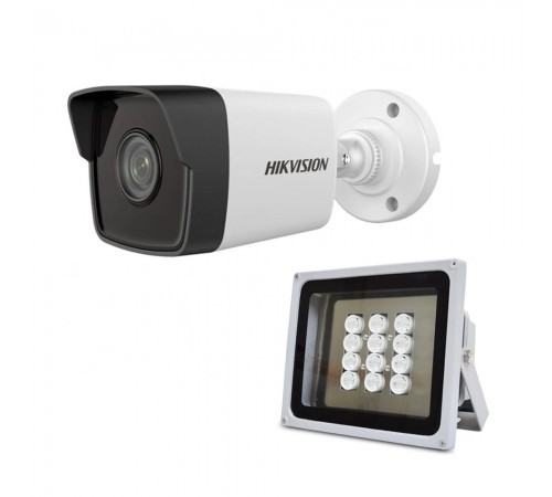Комплект: IP-відеокамера 2 Мп Hikvision DS-2CD1021-I(F) (2.8mm) + ІЧ-прожектор Lightwell LW12-100IR60-220