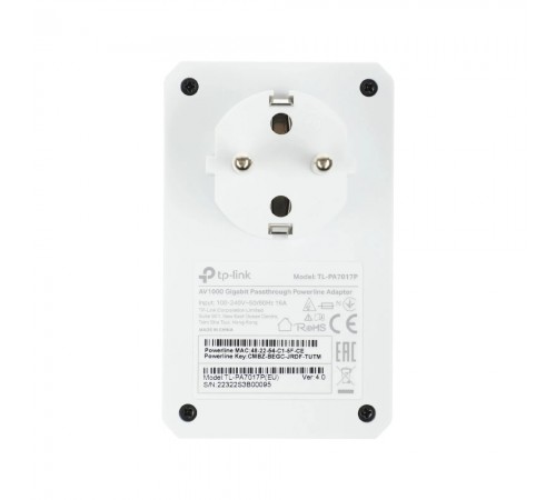 Комплект адаптерів TP-Link Powerline TL-PA7017P KIT із вбудованою розеткою Комплект адаптерів TP-Link Powerline TL-PA7017P KIT із вбудованою розеткою