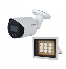 Комплект: IP-відеокамера 4 Мп Dahua DH-IPC-HFW2449S-S-IL (2.8 мм) з подвійним підсвічуванням + ІЧ-прожектор Lightwell LW9-100IR45-220
