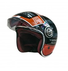 Мотошолом відкритий Beon B-108A ABS SUPER SPORT SHINY BLACK/ORANGE (глянець чорний/помаранчевий), розмір L
