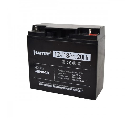 Акумулятор 12В 18А·год для ДБЖ I-Battery ABP18-12L Акумулятор 12В 18А·год для ДБЖ I-Battery ABP18-12L