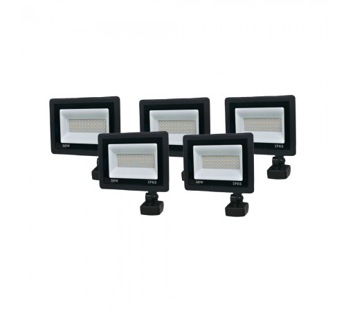 Комплект із 5 світлодіодних прожекторів Lightwell 50W з датчиком руху (LW-FL-B-50-S) Комплект із 5 світлодіодних прожекторів Lightwell 50W з датчиком руху (LW-FL-B-50-S)