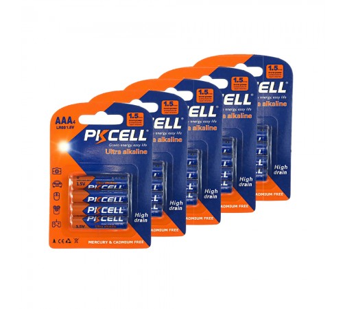 Комплект з 20 батарейок PKCELL Ultra Alkaline AAA LR03 1.5V по 4шт./блістер Комплект з 20 батарейок PKCELL Ultra Alkaline AAA LR03 1.5V по 4шт./блістер