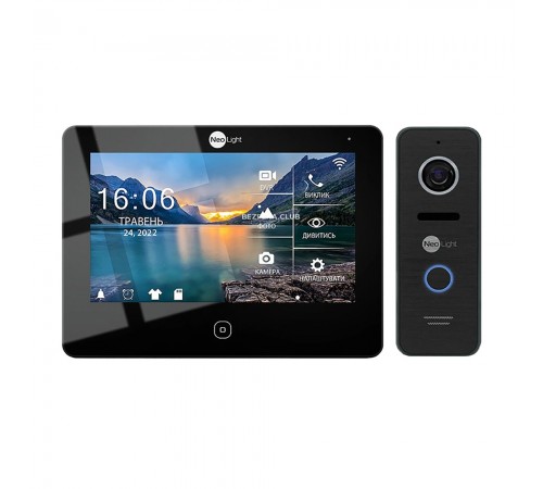 Комплект відеодомофона Neolight NeoKIT HD Pro WF B/Black: відеодомофон 7" з Wi-Fi з детектором руху і 2 Мп відеопанель