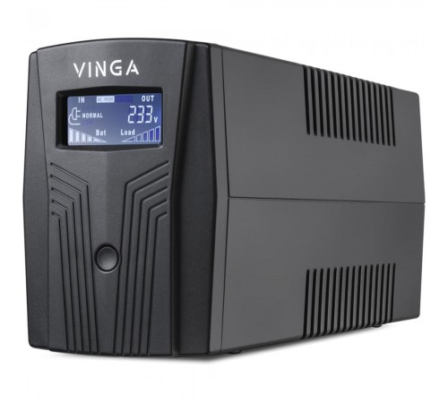 Джерело безперебійного живлення Vinga VPC-800P 800ВА / 480 Вт з LCD-дисплеєм у пластиковому корпусі Джерело безперебійного живлення Vinga VPC-800P 800ВА / 480 Вт з LCD-дисплеєм у пластиковому корпусі