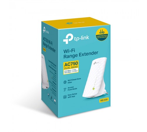 Підсилювач Wi-Fi сигналу TP-Link AC750 RE200 дводіапазонний Підсилювач Wi-Fi сигналу TP-Link AC750 RE200 дводіапазонний