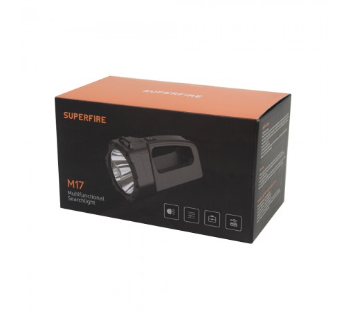 Пошуковий ліхтар SUPERFIRE M17, що перезаряджається, з потужністю 5 Вт Пошуковий ліхтар SUPERFIRE M17, що перезаряджається, з потужністю 5 Вт