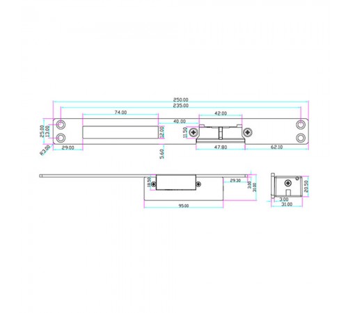 Електрозащіпка Yli Electronic YS-132NC (power closed) довга для системи контролю доступу Електрозащіпка Yli Electronic YS-132NC (power closed) довга для системи контролю доступу