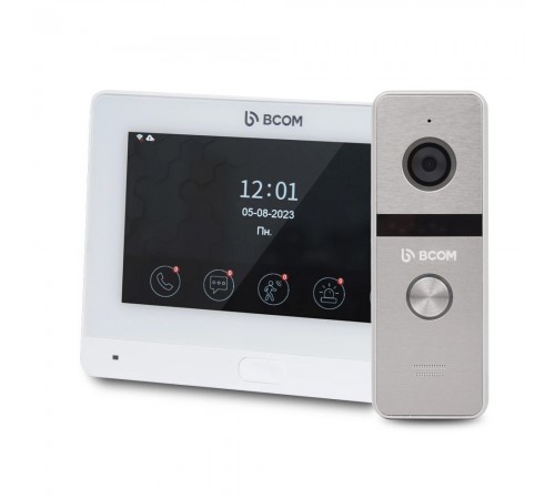 Комплект Wi-Fi відеодомофонa 7" BCOM BD-760FHD/T White з підтримкою Tuya Smart + BT-400FHD Silver Комплект Wi-Fi відеодомофонa 7" BCOM BD-760FHD/T White з підтримкою Tuya Smart + BT-400FHD Silver