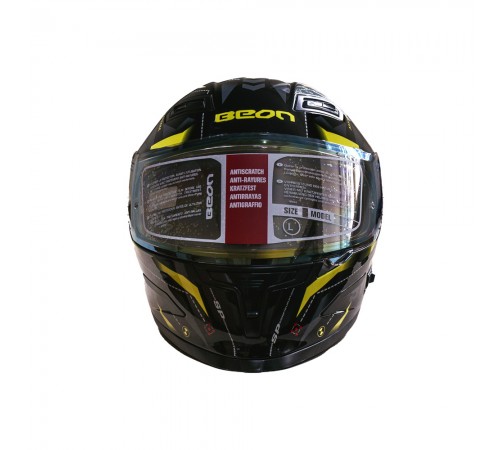 Мотошолом інтеграл Beon TECH SHINY BLACK/YELLOW (глянець чорний/жовтий) розмір L Мотошолом інтеграл Beon TECH SHINY BLACK/YELLOW (глянець чорний/жовтий) розмір L