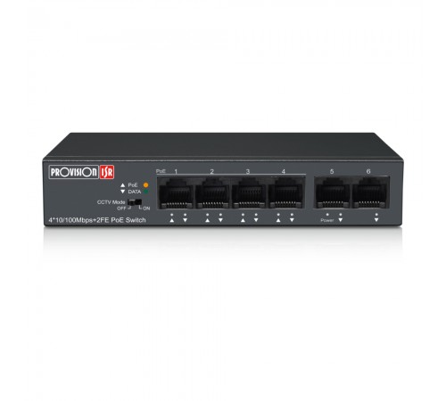 Некерований PoE-комутатор Provision-ISR PoES-0460C+2I-V2 з 4 портами PoE Некерований PoE-комутатор Provision-ISR PoES-0460C+2I-V2 з 4 портами PoE