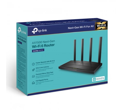 Маршрутизатор TP-Link Archer AX12 дводіапазонний гігабітний з Wi-Fi 6 Маршрутизатор TP-Link Archer AX12 дводіапазонний гігабітний з Wi-Fi 6