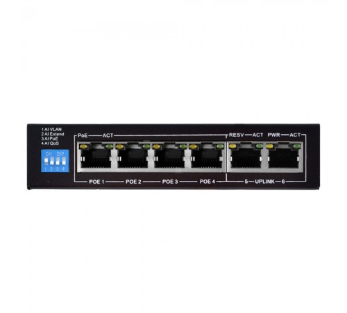 PoE-комутатор FoxGate S6004-E2-AI POE Watchdog 6-портовий некерований PoE-комутатор FoxGate S6004-E2-AI POE Watchdog 6-портовий некерований