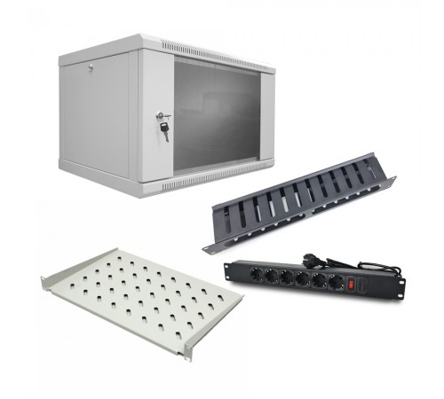 Комплект: Шафа серверна SteelNet 7U 600 x 400 сірий + Блок розеток 1U 19" на 6 розеток з вимикачем + Організатор кабелю перфорований із кришкою 19" + Полиця консольна CMS UA-SHC300G Комплект: Шафа серверна SteelNet 7U 600 x 400 сірий + Блок розеток 1U 19" на 6 розеток з вимикачем + Організатор кабелю перфорований із кришкою 19" + Полиця консольна CMS UA-SHC300G