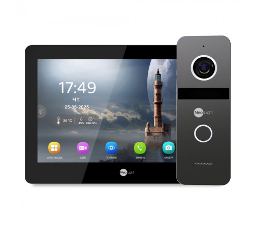 Комплект Neolight MEZZO Hybrid HD KIT B/Graphite: гібридний відеодомофон 10.1" з Wi-Fi та 2 Мп відеопанель
