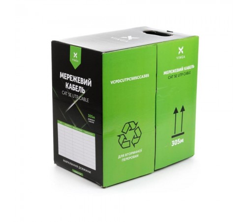 Кабель мережевий Vinga UTP Cat5e CCA 4 pairs 305 m (VCPDCUTPC505CCA305) Кабель мережевий Vinga UTP Cat5e CCA 4 pairs 305 m (VCPDCUTPC505CCA305)