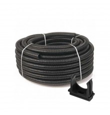 Комплект: гофротруба 220 TM Professional D 32 мм (25 м) чорний + кліпси для гофри 32 мм (50 шт/уп) чорна