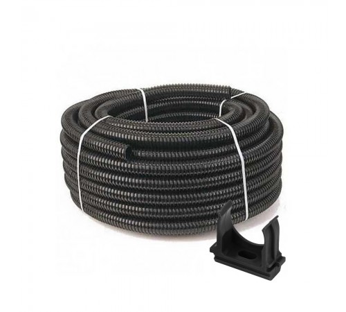 Комплект: гофротруба 220 TM Professional D 32 мм (25 м) чорний + кліпси для гофри 32 мм (50 шт/уп) чорна Комплект: гофротруба 220 TM Professional D 32 мм (25 м) чорний + кліпси для гофри 32 мм (50 шт/уп) чорна