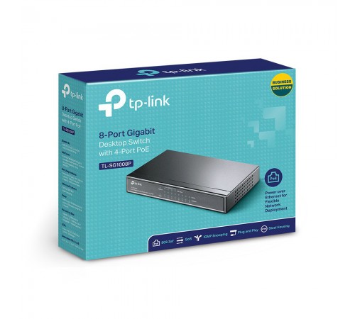PoE-комутатор TP-Link TL-SG1008P 8-портовий гігабітний з 4 PoE+ портами некерований PoE-комутатор TP-Link TL-SG1008P 8-портовий гігабітний з 4 PoE+ портами некерований
