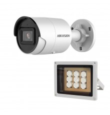 Комплект: IP-відеокамера 4 Мп Hikvision DS-2CD2043G2-I (2.8 мм) AcuSense з відеоаналітикою + ІЧ-прожектор Lightwell LW9-100IR45-220