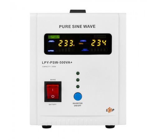 Джерело безперебійного живлення Logicpower LPY-PSW-500VA+ (350Вт) 12V 5A/10A лінійно-інтерактивне з правильною синусоїдою Джерело безперебійного живлення Logicpower LPY-PSW-500VA+ (350Вт) 12V 5A/10A лінійно-інтерактивне з правильною синусоїдою