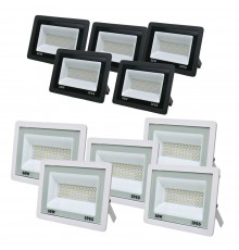 Комплект 5+5 світлодіодних прожекторів Lightwell 50W: 5 x LW-FL-B-50 та 5 x LW-FL-W-50