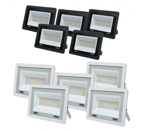 Комплект 5+5 світлодіодних прожекторів Lightwell 50W: 5 x LW-FL-B-50 та 5 x LW-FL-W-50 Комплект 5+5 світлодіодних прожекторів Lightwell 50W: 5 x LW-FL-B-50 та 5 x LW-FL-W-50