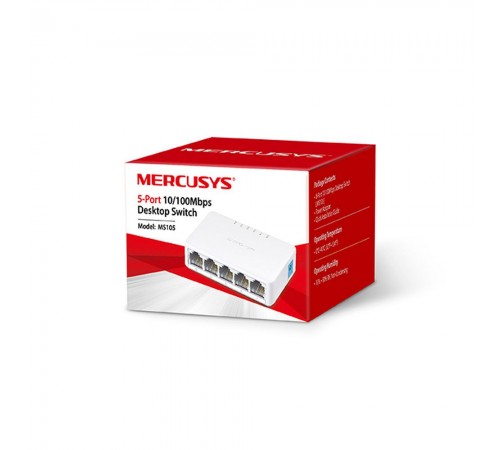 Комутатор на 5 портів MERCUSYS 10/100M/MS105 некерований Комутатор на 5 портів MERCUSYS 10/100M/MS105 некерований