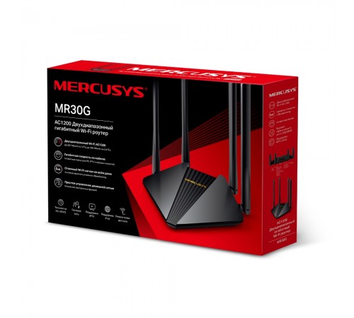 Бездротовий маршрутизатор Mercusys MR30G AC1200 2xGE LAN 1xGE WAN MU-MIMO (MR30G) Бездротовий маршрутизатор Mercusys MR30G AC1200 2xGE LAN 1xGE WAN MU-MIMO (MR30G)