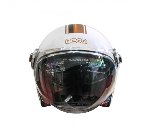 Мотошолом відкритий Beon B-108A ABS 203 SHINY CREAM/ORANGE (глянець кремовий/помаранчевий), розмір XXL Мотошолом відкритий Beon B-108A ABS 203 SHINY CREAM/ORANGE (глянець кремовий/помаранчевий), розмір XXL