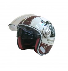 Мотошолом відкритий Beon B-108A ABS SUPER SPORT SHINY CREAM/RED (глянець кремовий/червоний), розмір XL