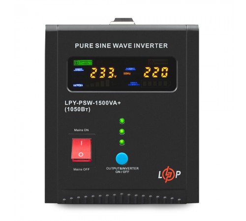 Джерело безперебійного живлення LogicPower LPY-PSW-1500VA+ (1050Вт) 10A/15A з правильною синусоїдою 24V Джерело безперебійного живлення LogicPower LPY-PSW-1500VA+ (1050Вт) 10A/15A з правильною синусоїдою 24V