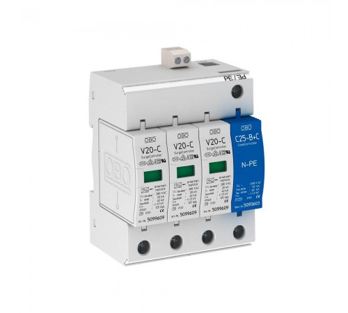 Обмежувач перенапруг OBO Bettermann Тип II V20-C 3+NPE+FS (5094765)