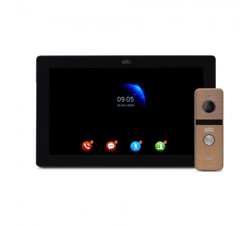 Комплект відеодомофона ATIS AD-1070FHD/T Black з підтримкою Tuya Smart + AT-400HD Gold