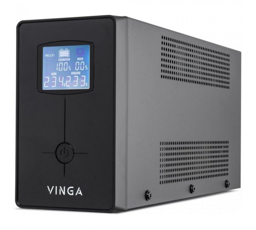 Джерело безперебійного живлення Vinga VPC-1200MU 1200ВА / 720 Вт з LCD-дисплеєм з USB у металевому корпусі Джерело безперебійного живлення Vinga VPC-1200MU 1200ВА / 720 Вт з LCD-дисплеєм з USB у металевому корпусі