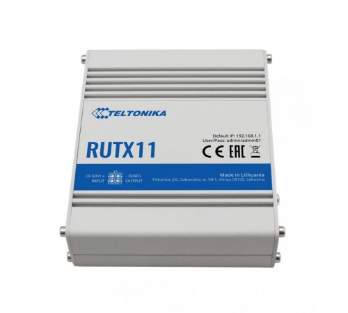 Бездротовий маршрутизатор Teltonika RUTX11 industrial, AC1200, BLE, 1xGE WAN, 3xGE LAN, 2xSIM Бездротовий маршрутизатор Teltonika RUTX11 industrial, AC1200, BLE, 1xGE WAN, 3xGE LAN, 2xSIM