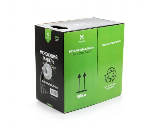 Кабель мережевий Vinga UTP Cat5e CCA 4 pairs 305 m (VCPDCUTPC505CCA305) Кабель мережевий Vinga UTP Cat5e CCA 4 pairs 305 m (VCPDCUTPC505CCA305)