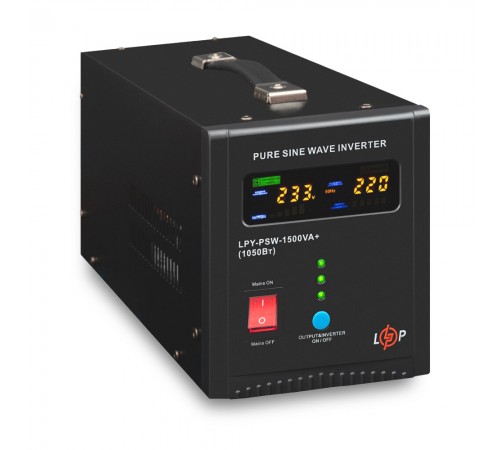 Джерело безперебійного живлення LogicPower LPY-PSW-1500VA+ (1050Вт) 10A/15A з правильною синусоїдою 24V Джерело безперебійного живлення LogicPower LPY-PSW-1500VA+ (1050Вт) 10A/15A з правильною синусоїдою 24V