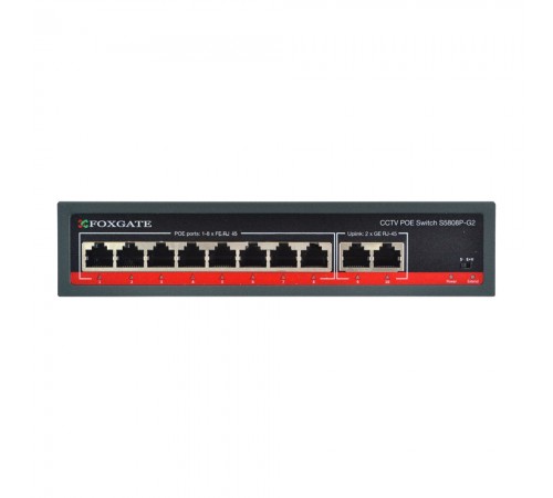 PoE-комутатор FoxGate S5808P-G2 CCTV гігабітний 8-портовий некерований PoE-комутатор FoxGate S5808P-G2 CCTV гігабітний 8-портовий некерований