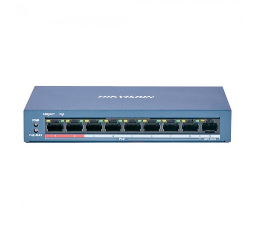 Некерований PoE-комутатор Hikvision DS-3E0109P-E(C) з 8 портами PoE