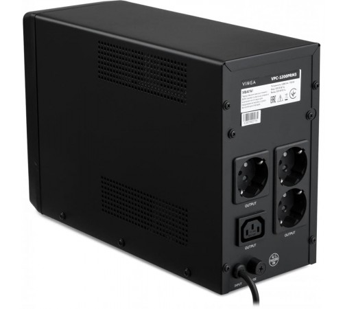 Джерело безперебійного живлення Vinga VPC-1200PRM3 1200ВА / 720 Вт з LED-дисплеєм у металевому корпусі Джерело безперебійного живлення Vinga VPC-1200PRM3 1200ВА / 720 Вт з LED-дисплеєм у металевому корпусі